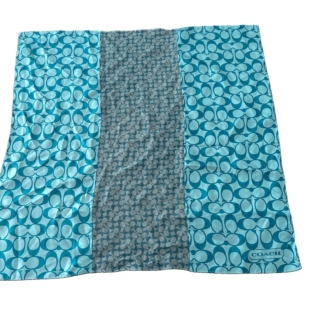 COACH Scarf Signature C Monogram Silk Accessory Blue